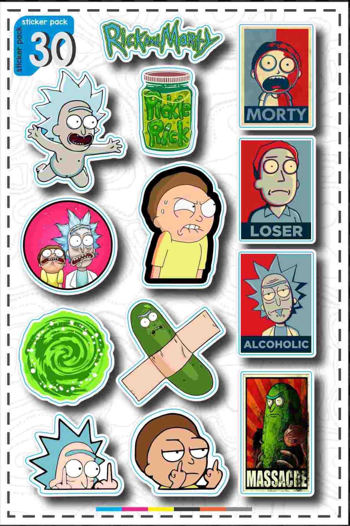 پک استیکر طرح انیمیشن Rick and Morty _ کد Blue 30